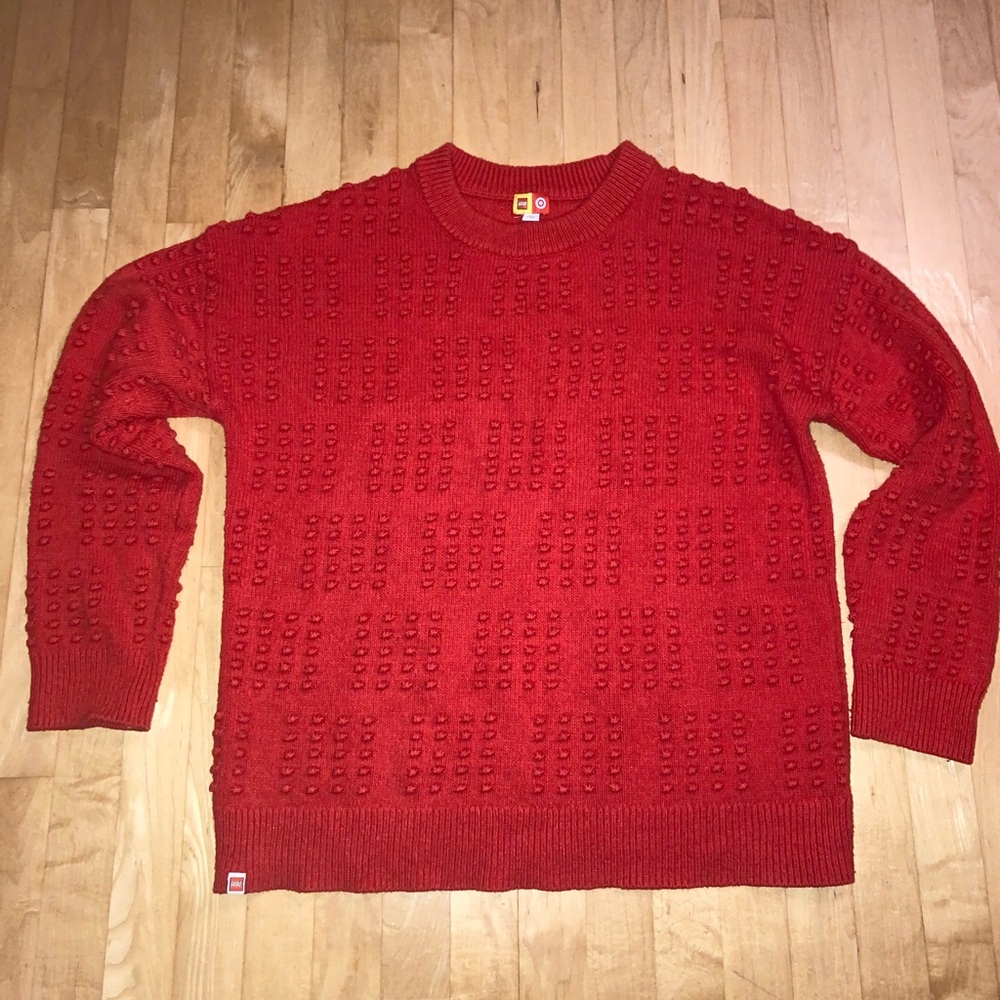 Red Lego x Target Men’s Textured Crewneck Long Sleeve Pullover Sweater size L